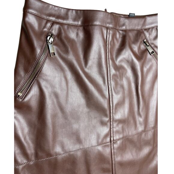 Banana Republic Dark Brown Vegan‎ Leather Mini Skirt Size 0 - Picture 3 of 8